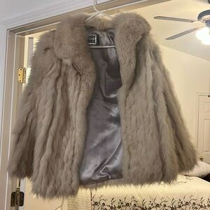 Saga Furs Cream and Grey Fox Fur Luxurious Coat